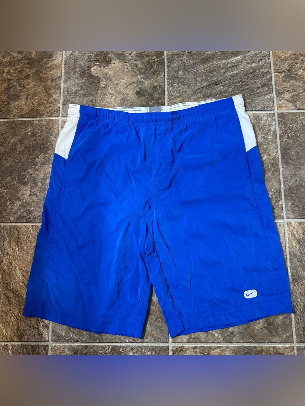 Vintage Nike Swim Shorts Mens Large Blue Gray Tag Mesh Lined Trunks y2k retro